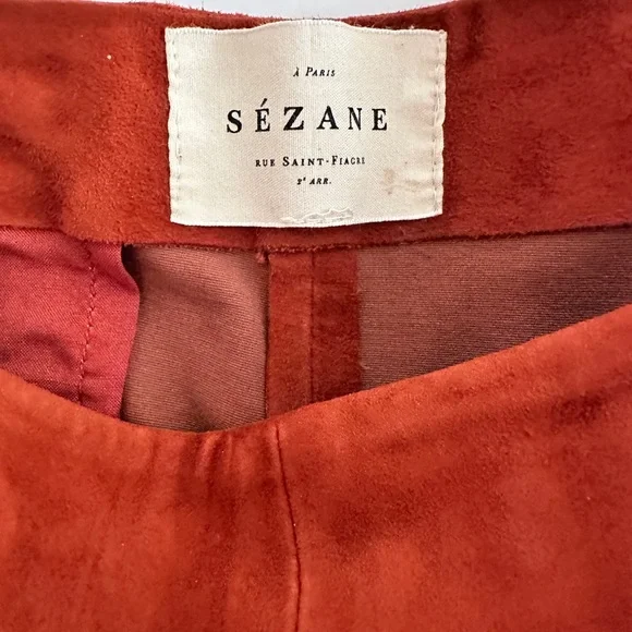 Sezane Ciara Rust Suede Cropped Pants (size 4) - Picture 2 of 5